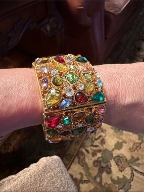 Gold Multi-Gem Cuff Bracelet - Women Jewelry